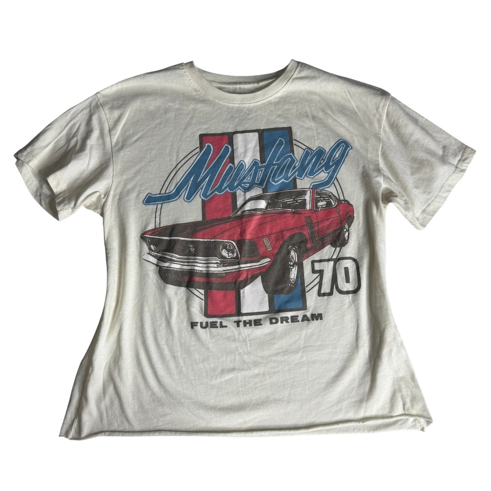Ford Mustang 70 Fuel The Dream Graphic Tee Cream Hybrid‎ Apparel Womens Large